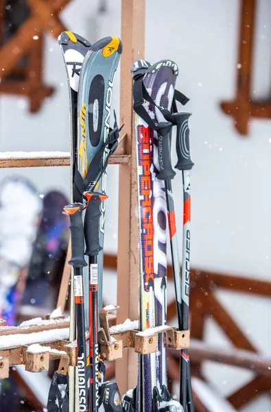 Boekovel Oekraïne Maart 2018 Professionele Hoge Snelheid Mountain Ski Verhuur — Stockfoto