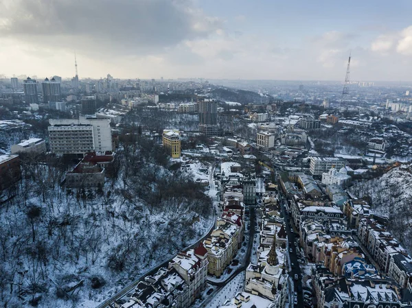 Kiev Ukraina Februari 2018 Antenn Drönare Foto Vintern Kiev Center — Stockfoto