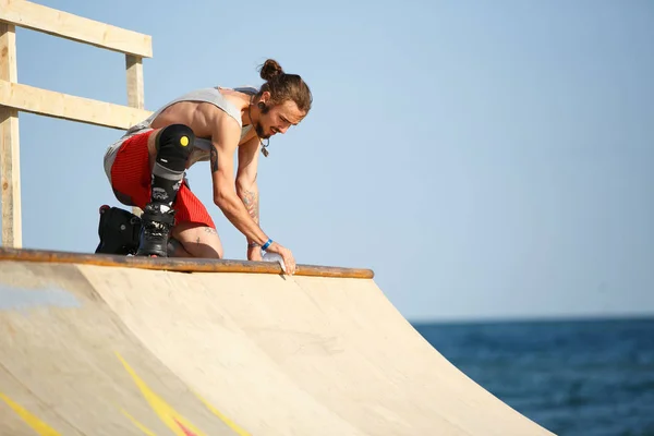 Odessa August 2017 Aggressive Line Skating Contest Outdoor Skatepark Extreme — Stock Photo, Image