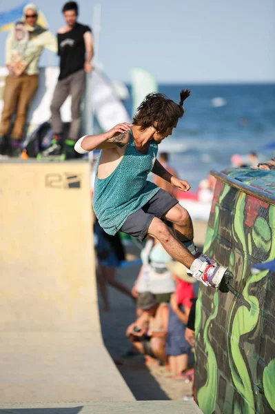 Odessa Agosto 2017 Concurso Patinaje Línea Agresivo Skate Park Aire — Foto de Stock