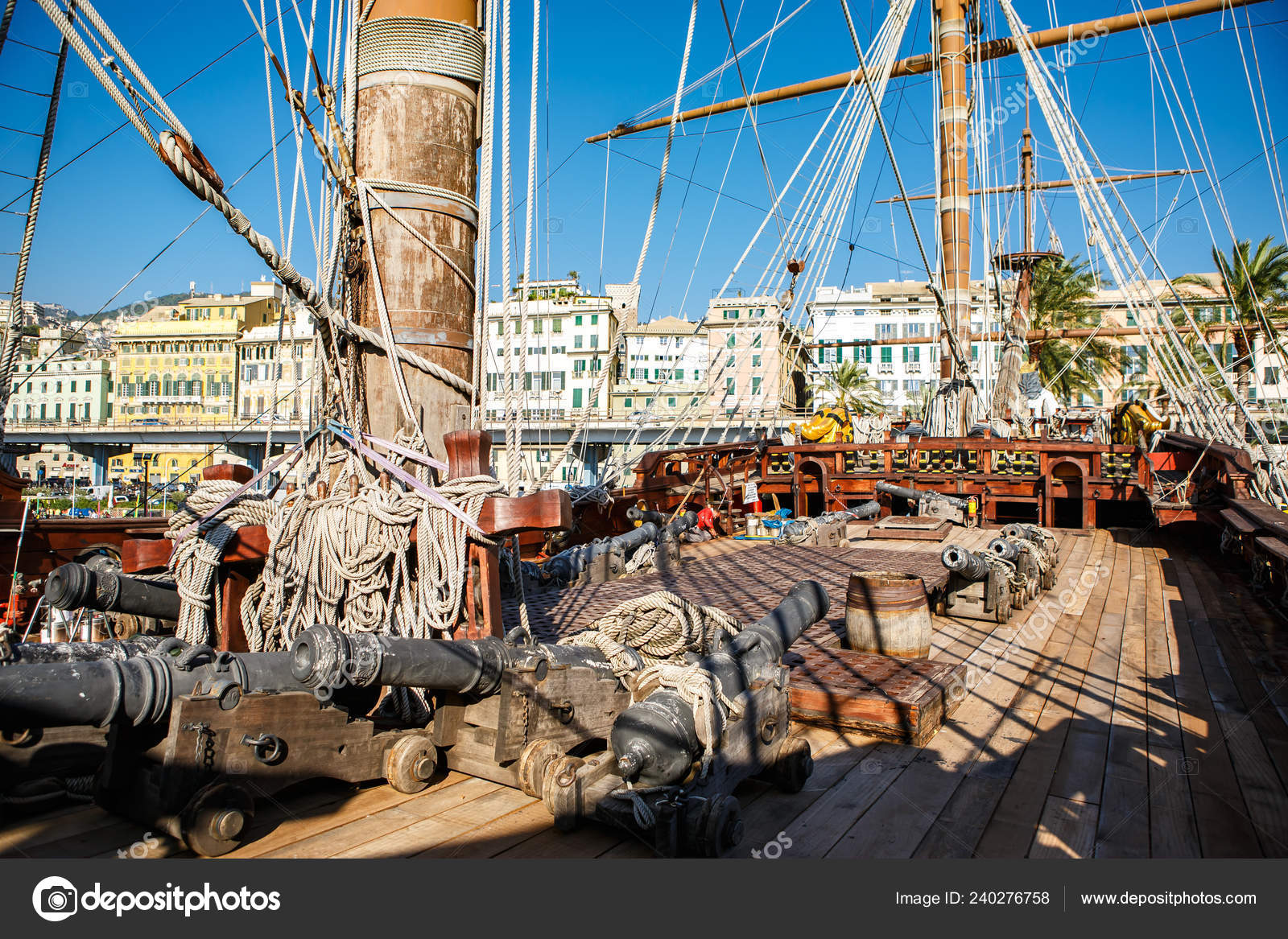 Genoa Italy October 2018 Big Wooden Pirate Ship Neptune Harbor