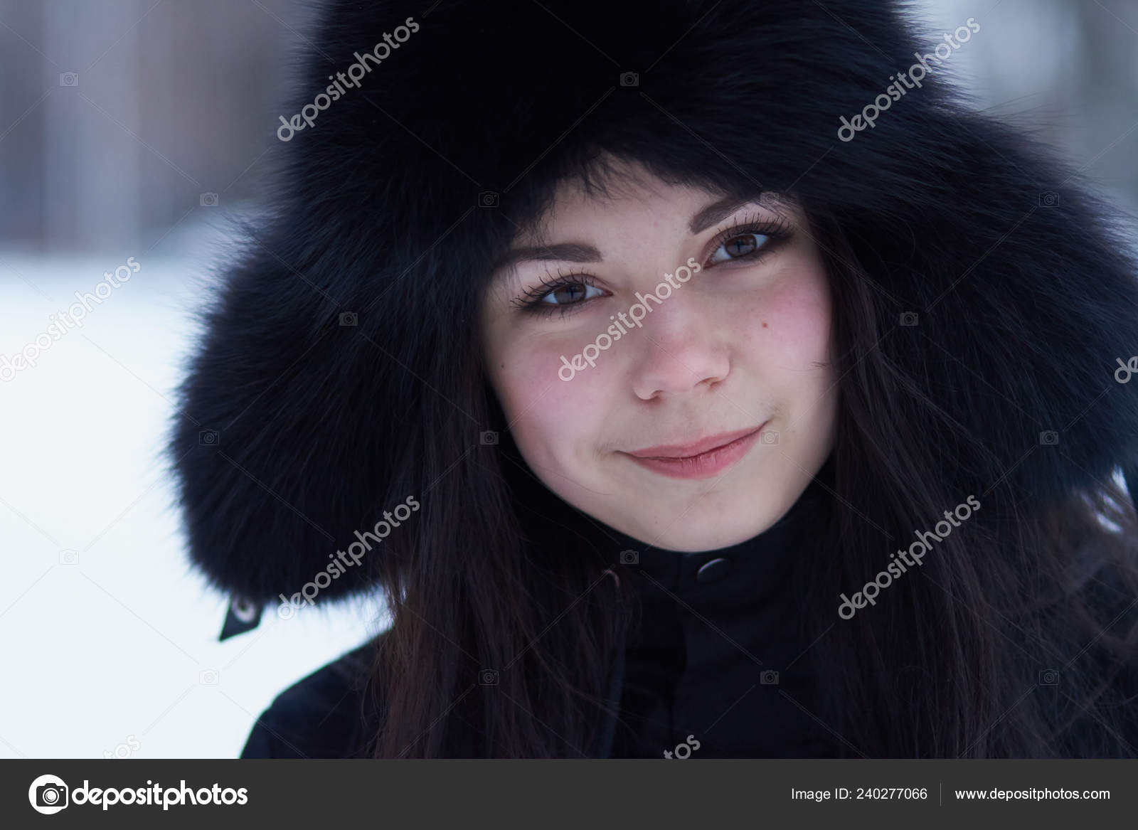 Smiling Young Red Haired Girl Bright Blue Eyes Posing Outdoors