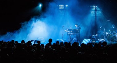 MOSCOW - 28 FEBRUARY, 2015: Concert of popular singer and electronic musician Delfin on stage of Crocus music hall