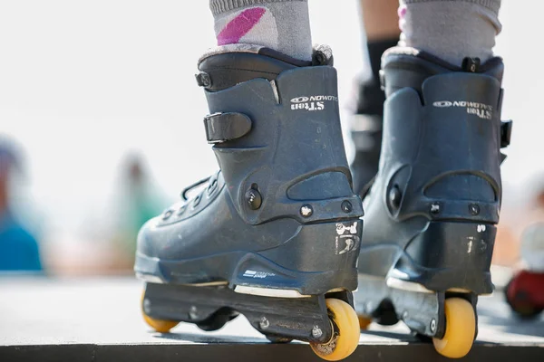 Odessa Ukraine August 2017 Aggressive Line Skates Roller Skater Feet — Stock Photo, Image