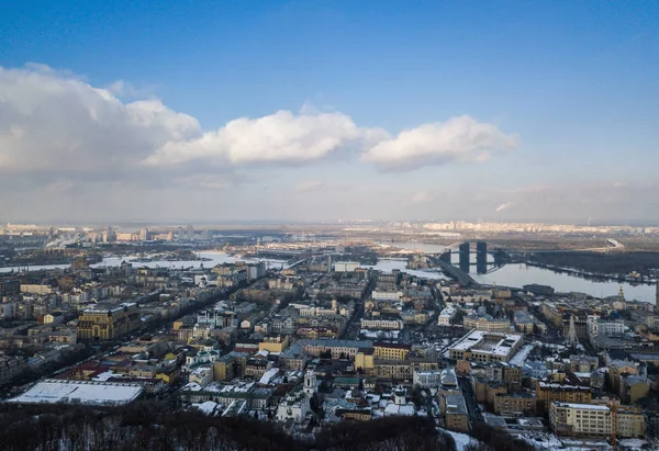 Kyiv Ukraine Février 2018 Photo Aérienne Drone Hiver Centre Kiev — Photo