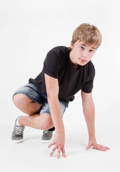 Teenager Bboy Training Auf Weißem Hintergrund — Stockfoto