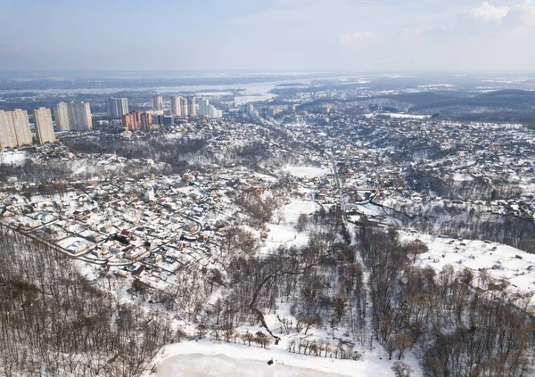 Kiev Ukraine Mars 2018 Photo Aérienne Drone Forêt Goloseevski Park — Photo