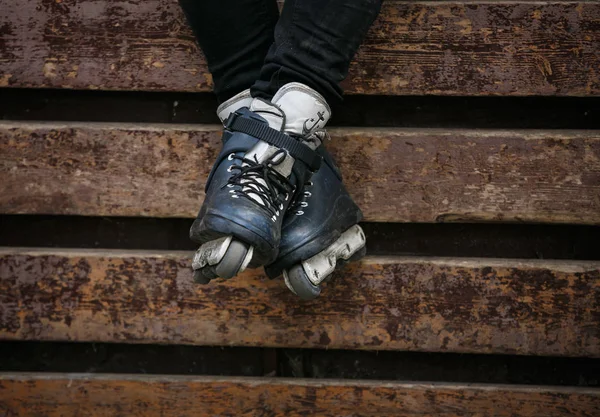 Moskva Mars 2017 Aggressive Inline Rullskridskor För Extrema Skridskor Skatepark — Stockfoto