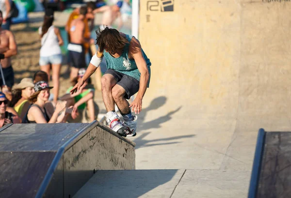 Odessa Agosto 2017 Concurso Patinaje Línea Agresivo Skate Park Aire — Foto de Stock