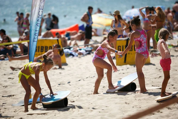 Odessa Ucrânia Agosto 2017 Equilibrar Competição Tabuleiro Praia Festival Juvenil — Fotografia de Stock