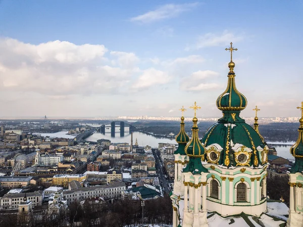 Kiev Ukraina Februari 2018 Antenn Drönare Foto Vintern Kiev Center — Stockfoto