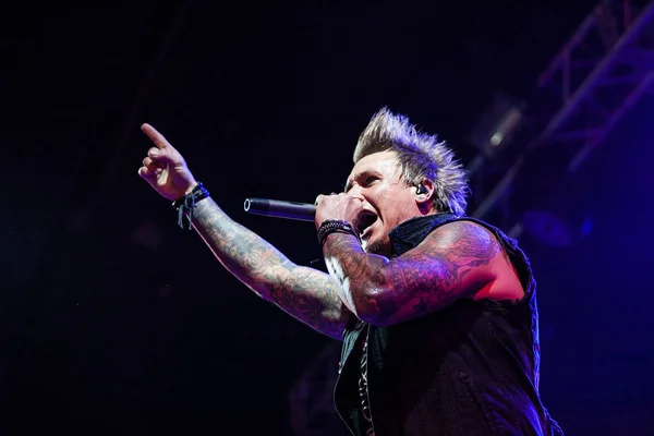 Moscú Junio 2015 Papa Roach Líder Jacoby Shaddix Interpretan Vivo — Foto de Stock