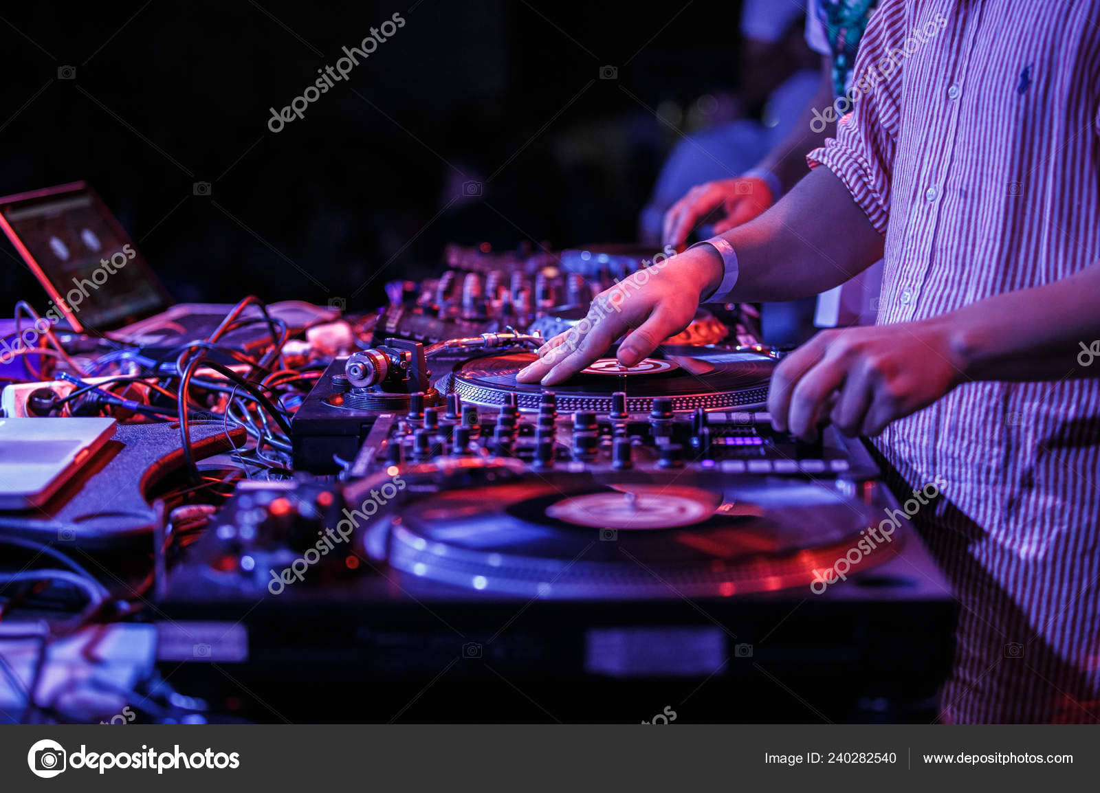 Клуб Партии Джей Играет Музыку Turntables Hands Хип Хоп Диск.