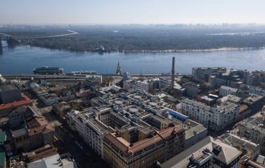 Kiev - 9 Nisan, 2018: hava dron fotoğraf Arsenalna bölgesinin merkezi Kiev Ukrayna