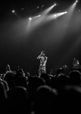 Moskova - 30 Mart, 2017: rapçi Lil dikizlemek konser gece kulübü.