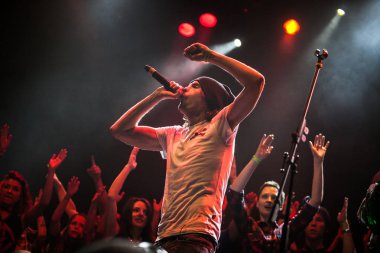Moskova - 15 Kasım, 2014: popüler Rus rocker Noize Mc büyük rock konseri.