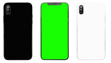 Mariupol, Ukraine - 27 Ekim, 2017: yeni Iphone X modeli yakın çekim. Modern cep telefonları dokunmatik ekran ve çift kamera lens ile. Trendy Apple Iphone 10 yeşil ekran ile 