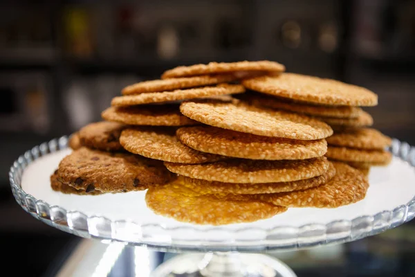 Eat Delicious Fresh Baked Cereal Cookie Cafe Sweet Pastry Dessert — Stock Photo, Image