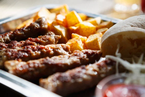 Desfrute Delicioso Menu Jantar Tradicional Sérvio Restaurante Fast Food Menu — Fotografia de Stock