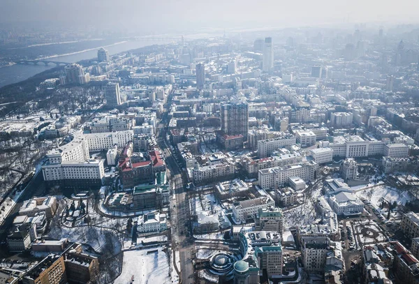 Kiev Oekraïne Maart 2018 Maidan Nezalezhnosti Plein Kiev Luchtfoto Drone — Stockfoto