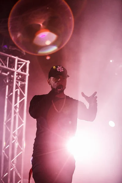 Cantor Rap Russo Natan Apresentando Palco Boate Space Moscow Party — Fotografia de Stock