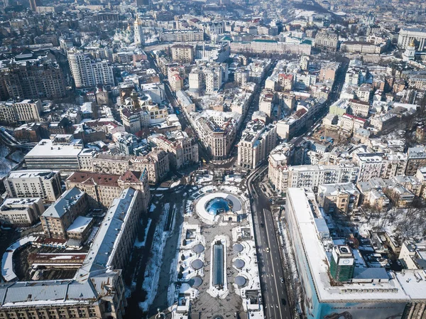 Kiev Oekraïne Maart 2018 Maidan Nezalezhnosti Plein Kiev Luchtfoto Drone — Stockfoto