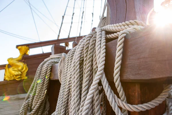 Genoa Italia Octubre 2018 Gran Barco Pirata Madera Neptuno Puerto —  Fotos de Stock