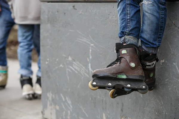 Moscow March 2017 Aggressive Inline Roller Skates Extreme Skating Skatepark — Stock Photo, Image