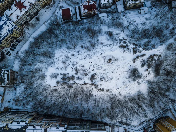 Kiev Oekraïne Februari 2018 Luchtfoto Drone Foto Van Winter Kiev — Stockfoto