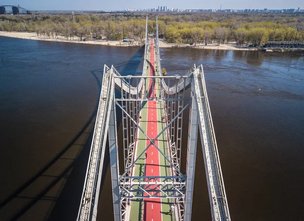 Kiev Ukrajna Április 2018 Légi Drone Fénykép Truhanov Híd Folyó — Stock Fotó