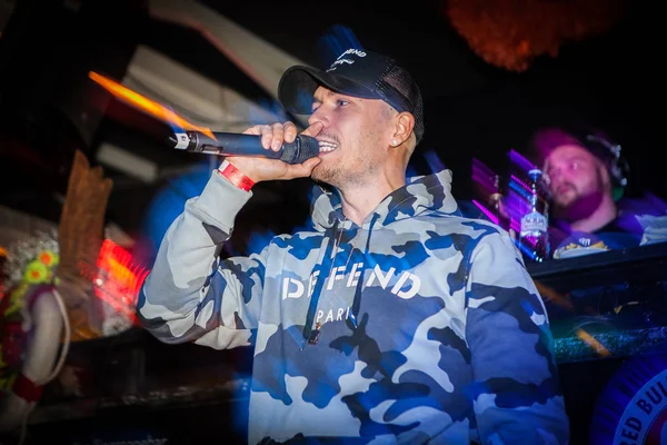 Moszkva Október 2016 Rapper Énekes Élő Koncert Éjszakai Klubban Rap — Stock Fotó
