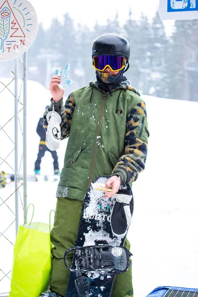 Bukovel Ukraine Mars 2018 Les Gagnants Compétitions Snowboard Ski Gratuit — Photo