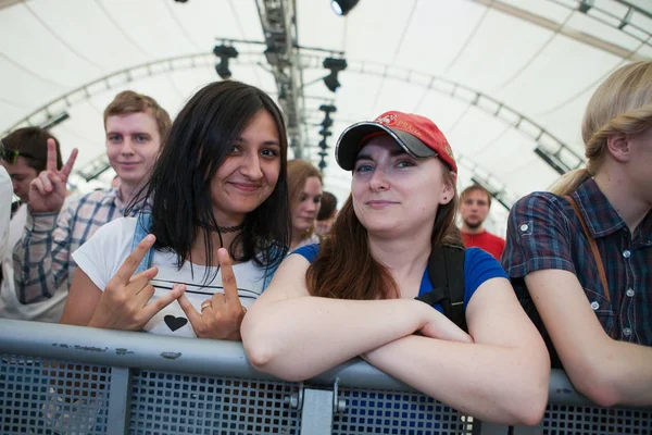 Moskau Juni 2016 Konzertbesucher Genießen Großes Live Musik Festival Musikfans — Stockfoto