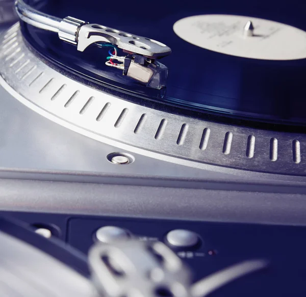 Speler Van Draaitafel Met Muzikale Vinyl Record Retro Thema — Stockfoto