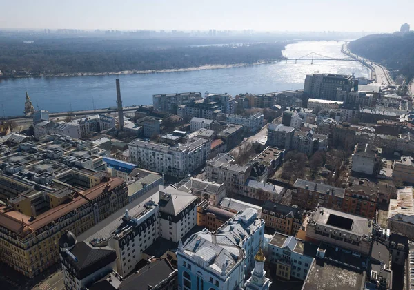 Kiev April 2018 Antenn Drönare Foto Arsenalna Ligger Centrum Kiev — Stockfoto