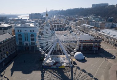 Kiev - 9 Nisan, 2018: dönme merkezi Kiev Ukrayna içinde hava uçak fotoğrafı. 