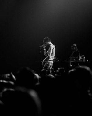 Moskova - 30 Mart, 2017: rapçi Lil dikizlemek konser gece kulübü.