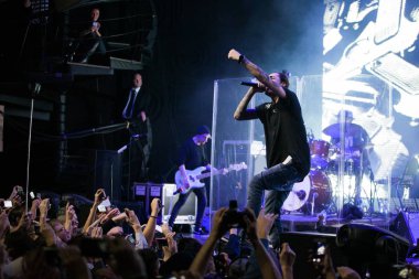 Moskova - 5 Aralık, 2015: sunumu Scriptonite Red Club, uzun zamandır beklenen albüm rap şarkıcıları Basta, Jillz yanında