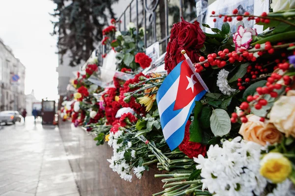 Moscú Noviembre 2016 Conmemoración Con Flores Embajada República Cuba Pueblo — Foto de Stock