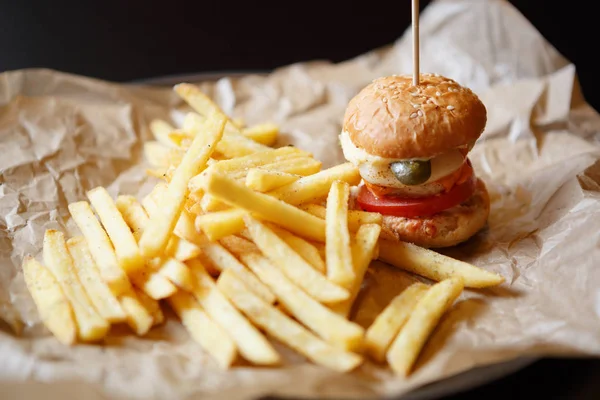 Leckere Kleine Baby Burger Café Menu Fast Food Restaurant Gericht — Stockfoto