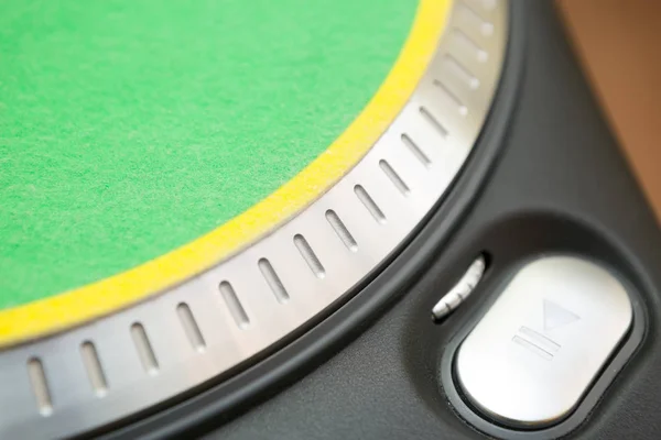 Gramofon Zielony Slipmat Alliminium Lekka Talerz Dysku Gramofony Grać Przycisk — Zdjęcie stockowe