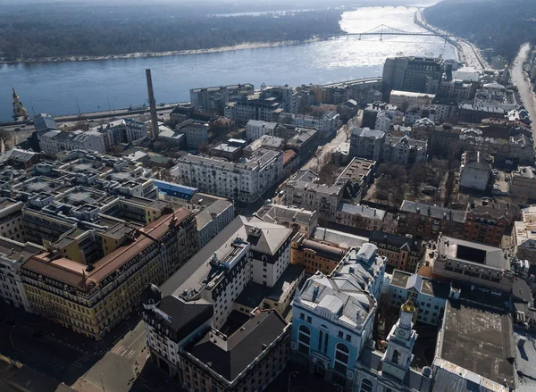 Kiev April 2018 Aerial Drone Photo Arsenalna District Center Kyiv — Stock Photo, Image