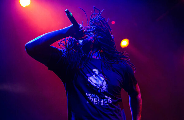 MOSCOW - 12 FEBRUARY, 2017: Famous hip hop singer Waka Flocka Flame performing live music show on stage