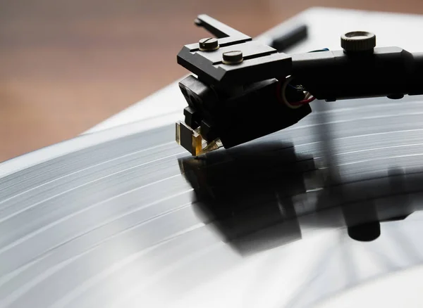 Giradischi Che Suonano Dischi Vinile Con Musica — Foto Stock