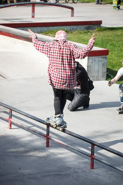 Moscow May 2016 Aggressive Rollerblading Competition Picnic Took Place Skate — Stock Photo, Image