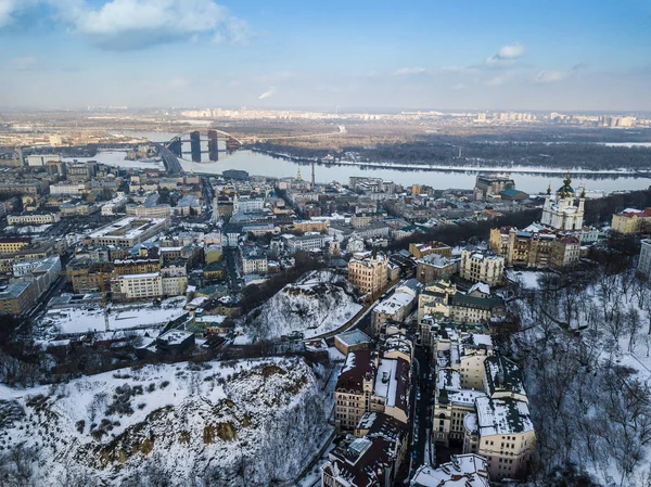 Kiev Ukraina Februari 2018 Antenn Drönare Foto Vintern Kiev Center — Stockfoto