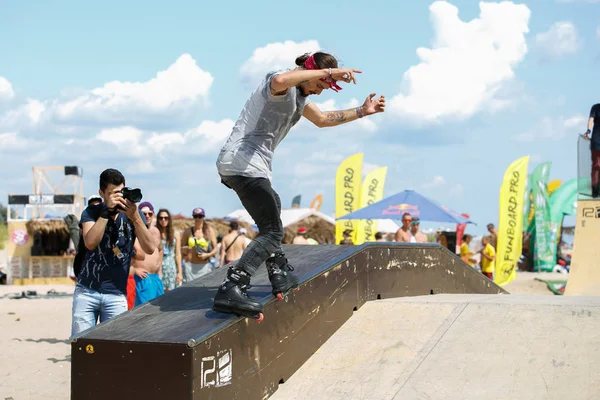 Odessa August 2017 Aggressive Line Skating Contest Outdoor Skate Park — Stock Photo, Image