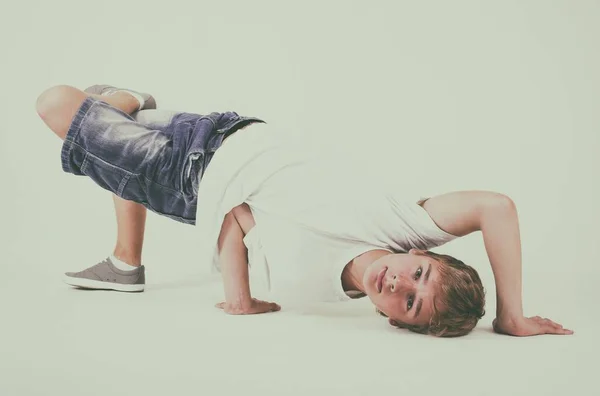 Teenager Bboy Training White Background — Stock Photo, Image