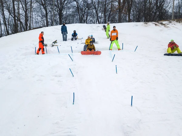 Kyiv Ukraine Februar 2018 Eröffnung Des Snowboardparks Goloseev — Stockfoto
