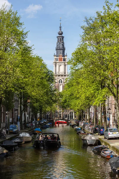 Vista Sulla Città Con Canale Amsterdam Paesi Bassi — Foto Stock